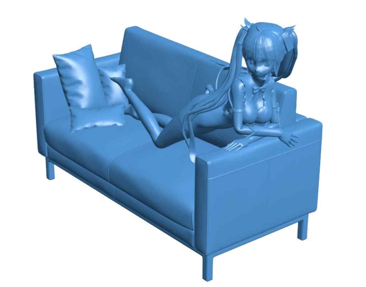 沙发女孩模型下载stl建模素材3d打印资源